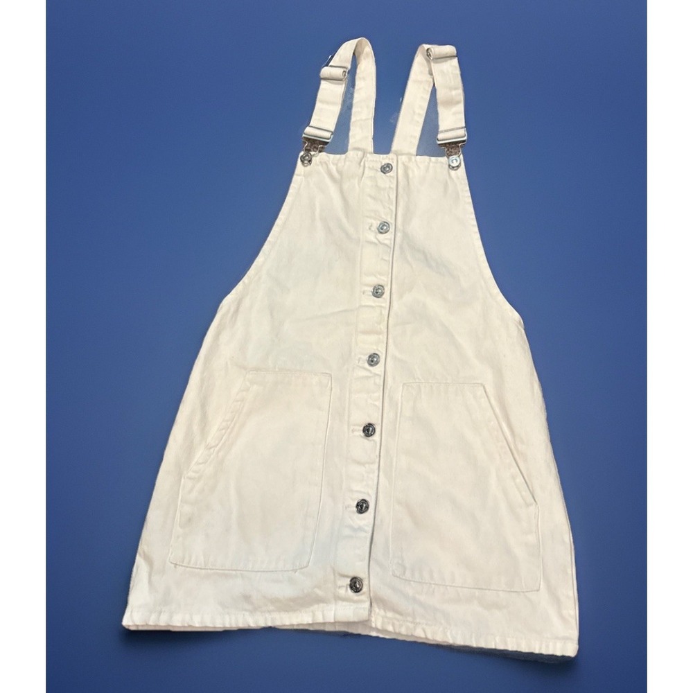 Rare NWOT Jennyfer Women's Sz 26in White Denim Overall Dress Sexy Beach Festival